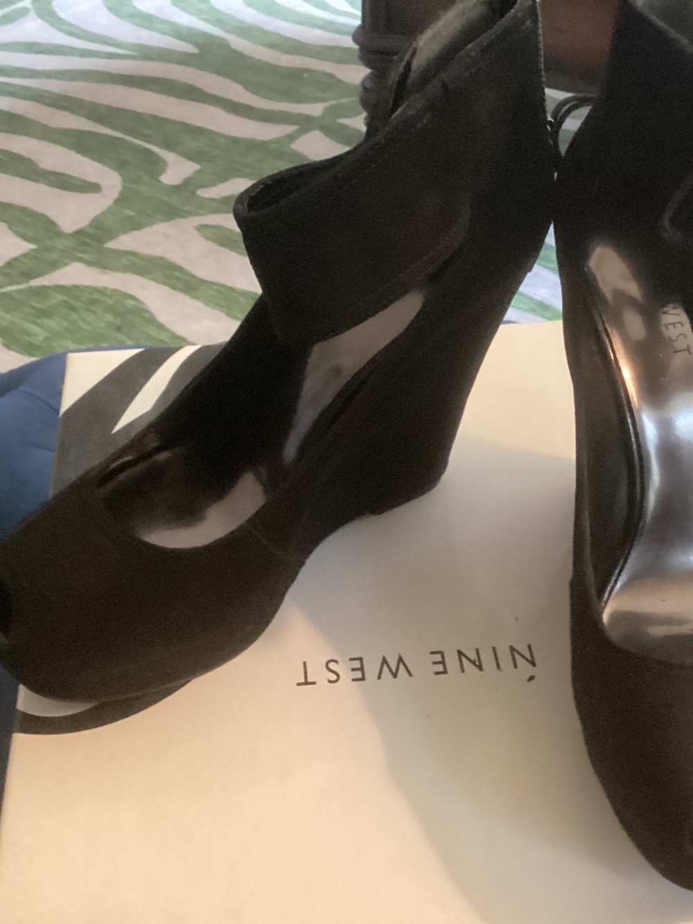Nine West black suede wedge Shoes